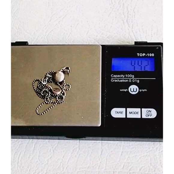 Jane Diaz Sterling Silver 925 Om Symbol Green Charms Beaded Necklace - Picture 6 of 6